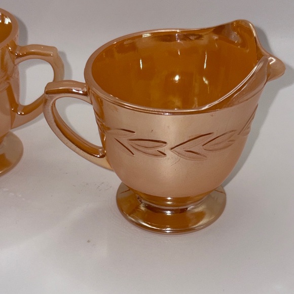 🍑 Vintage Fire King Peach Luster Cream & Sugar Set 🍑 - Picture 7 of 12